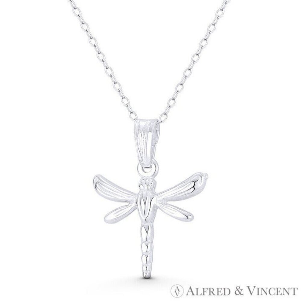 Dragonfly Insect Charm Pendant Animism Jewelry in .925 Sterling Silver